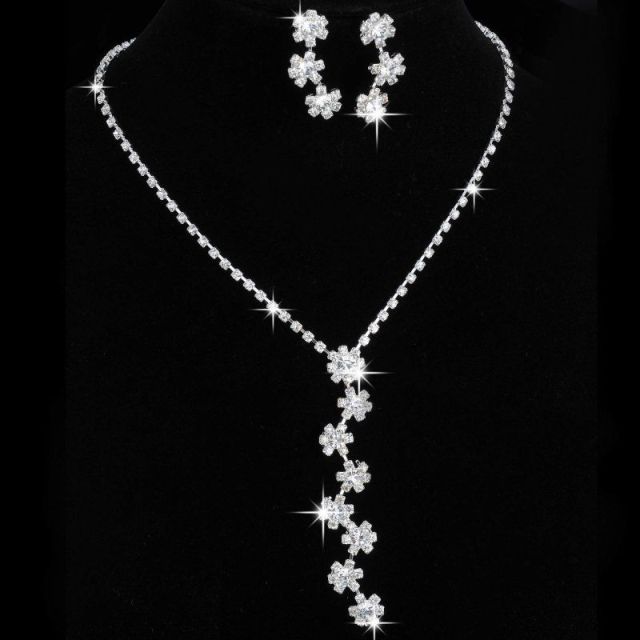 Rhinestone Crystal NECKLACE+EARRINGS SET