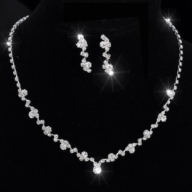 Rhinestone Crystal NECKLACE+EARRINGS SET