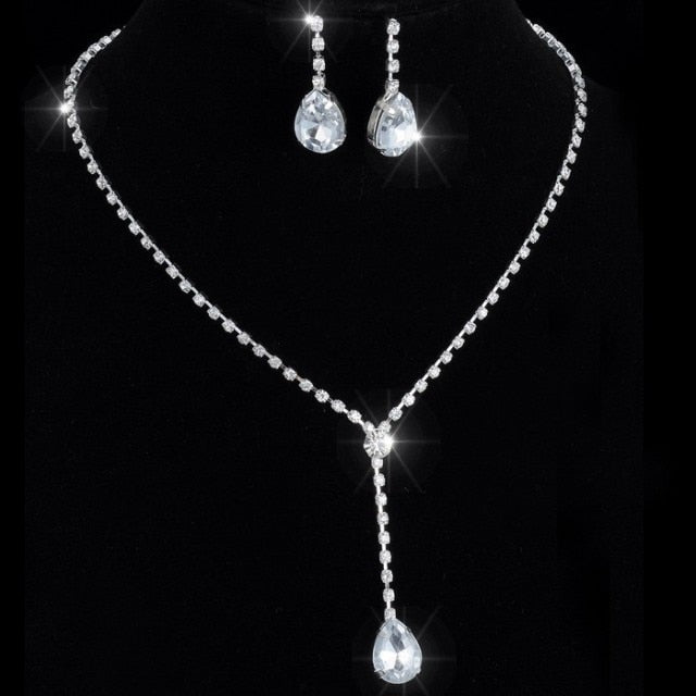 Rhinestone Crystal NECKLACE+EARRINGS SET