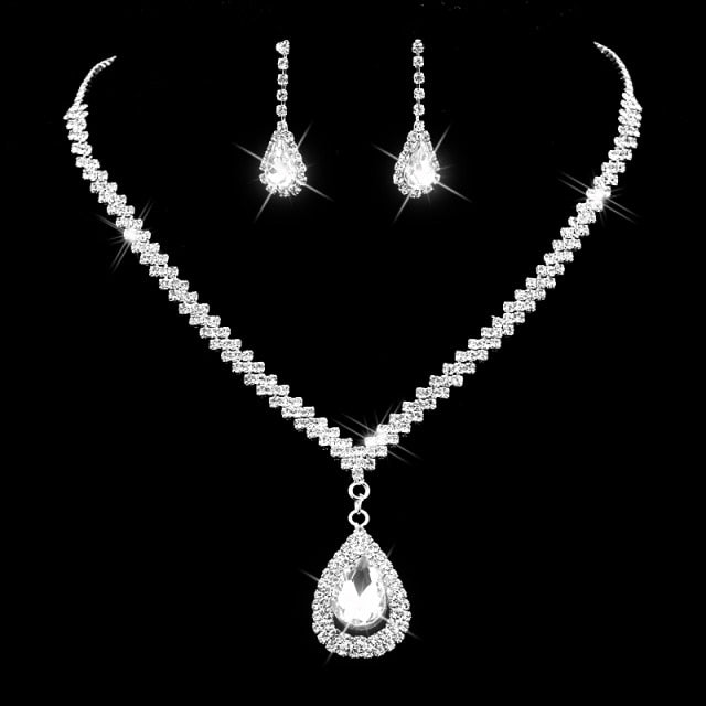 Rhinestone Crystal NECKLACE+EARRINGS SET