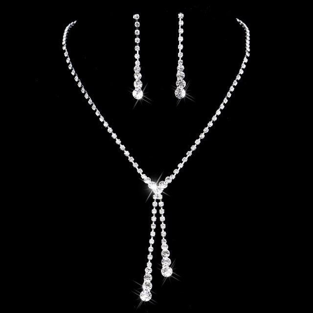 Rhinestone Crystal NECKLACE+EARRINGS SET