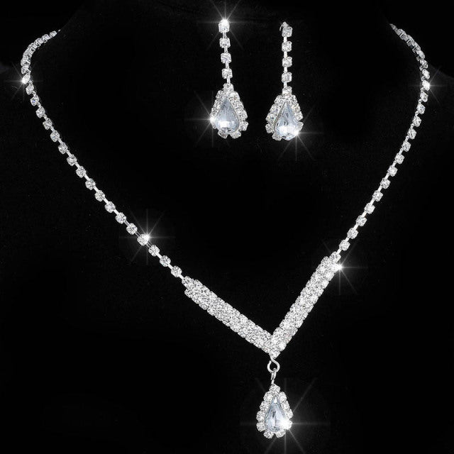 Rhinestone Crystal NECKLACE+EARRINGS SET