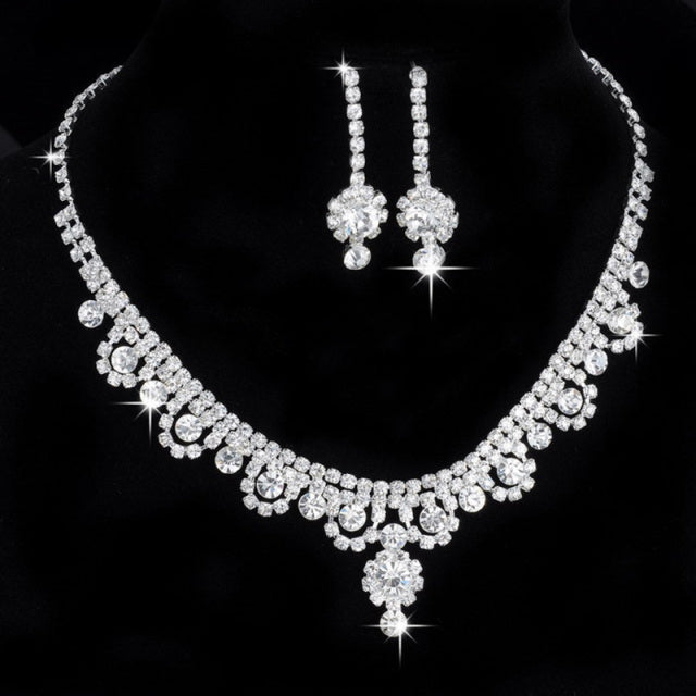 Rhinestone Crystal NECKLACE+EARRINGS SET