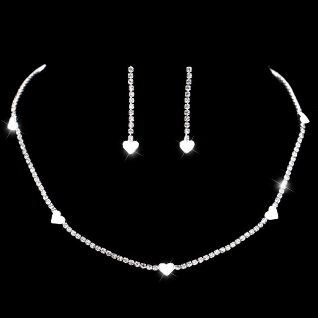 Rhinestone Crystal NECKLACE+EARRINGS SET