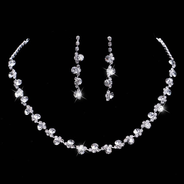 Rhinestone Crystal NECKLACE+EARRINGS SET