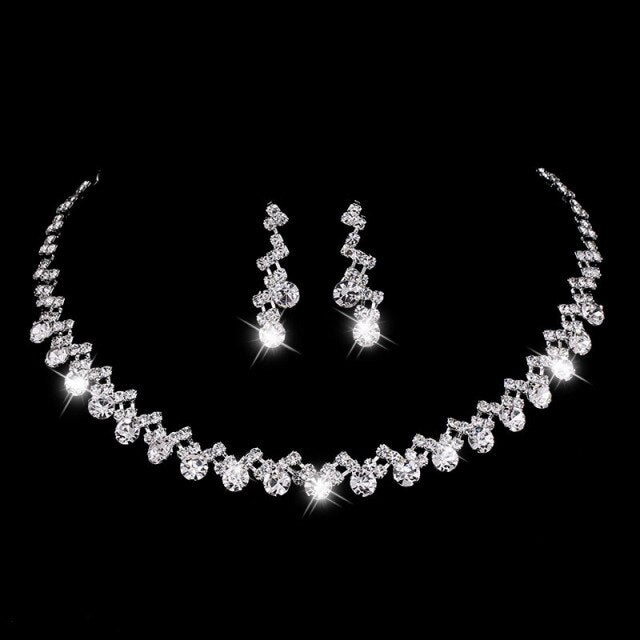 Rhinestone Crystal NECKLACE+EARRINGS SET
