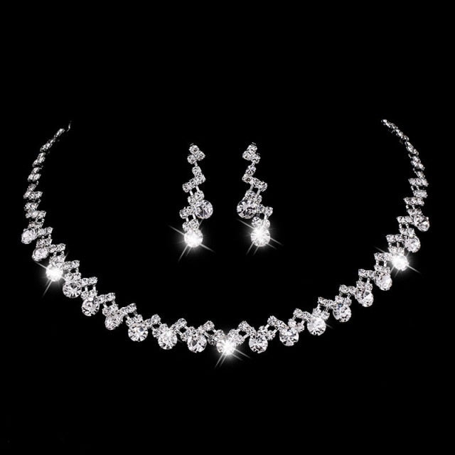 Rhinestone Crystal NECKLACE+EARRINGS SET