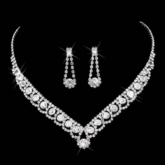 Rhinestone Crystal NECKLACE+EARRINGS SET
