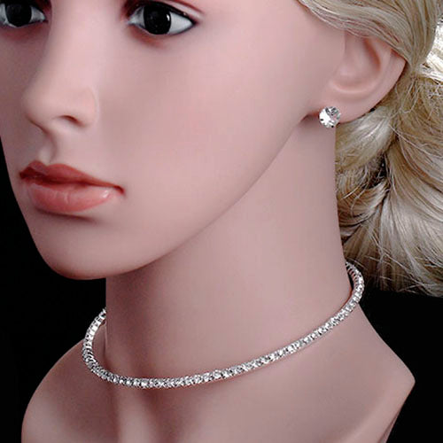 Rhinestone Crystal NECKLACE+EARRINGS SET