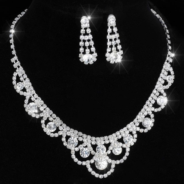 Rhinestone Crystal NECKLACE+EARRINGS SET