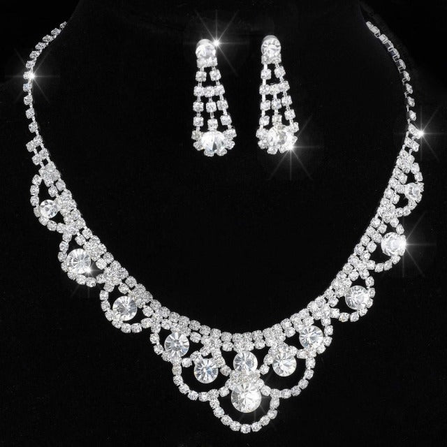 Rhinestone Crystal NECKLACE+EARRINGS SET