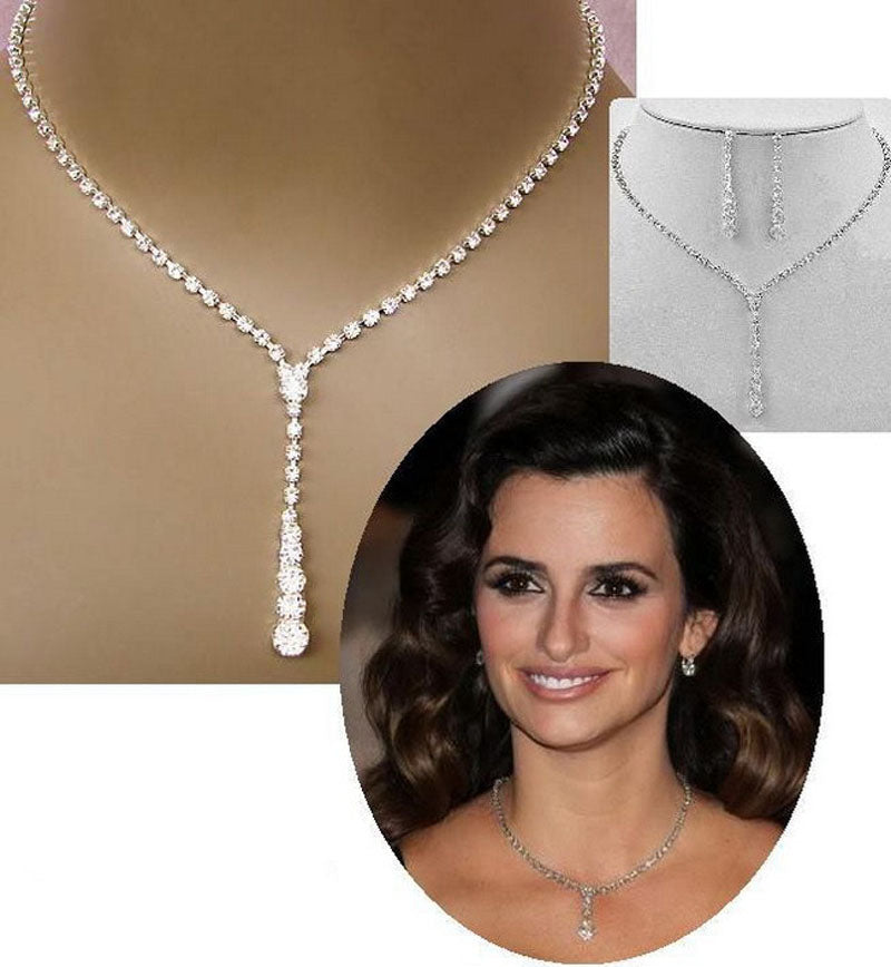 Rhinestone Crystal NECKLACE+EARRINGS SET