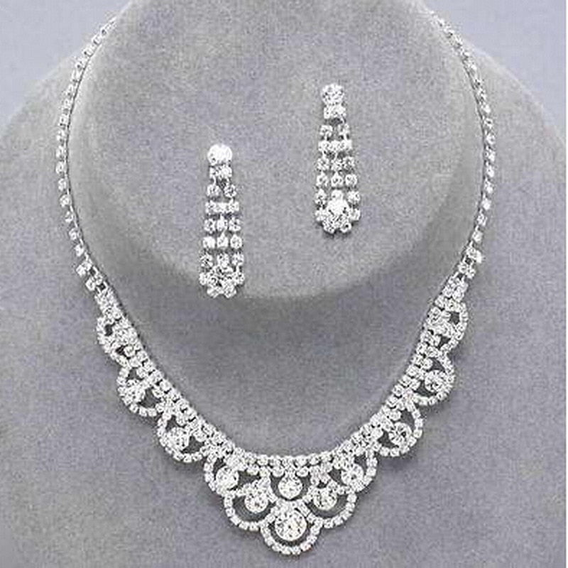 Rhinestone Crystal NECKLACE+EARRINGS SET
