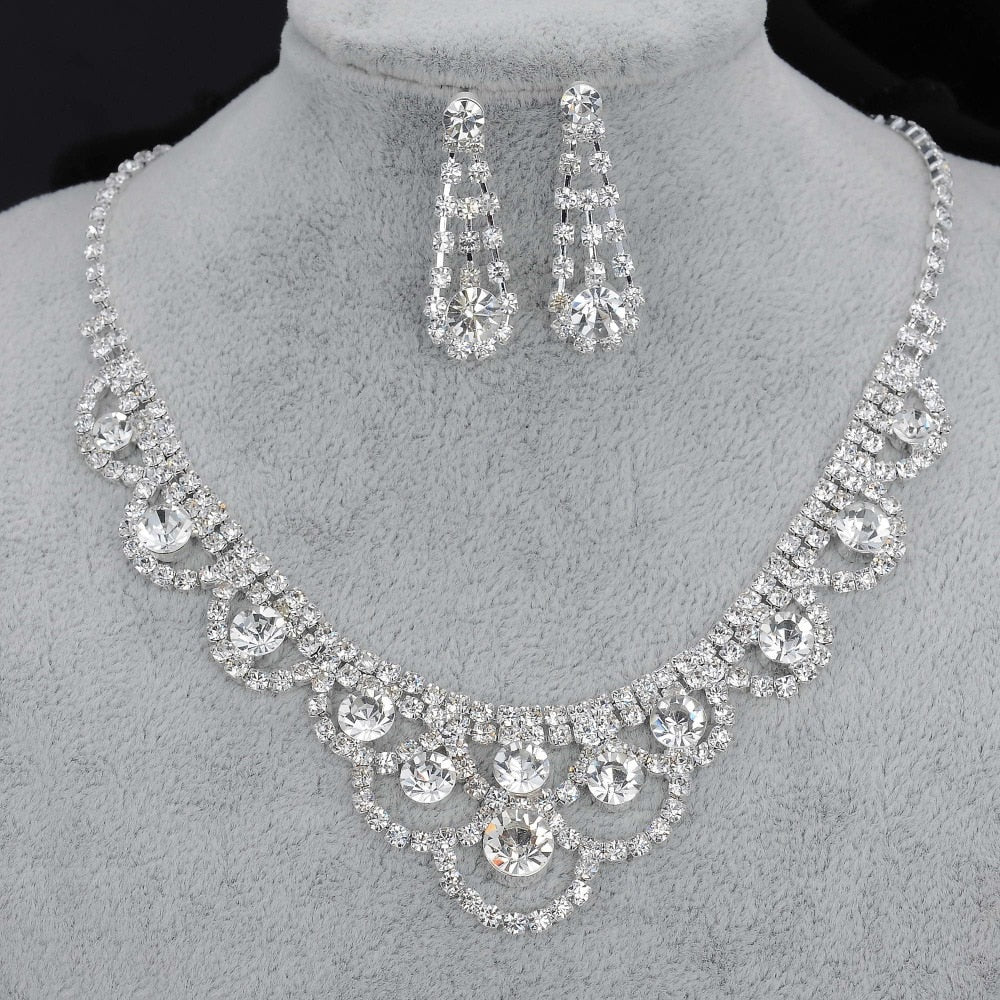 Rhinestone Crystal NECKLACE+EARRINGS SET