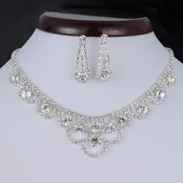 Rhinestone Crystal NECKLACE+EARRINGS SET