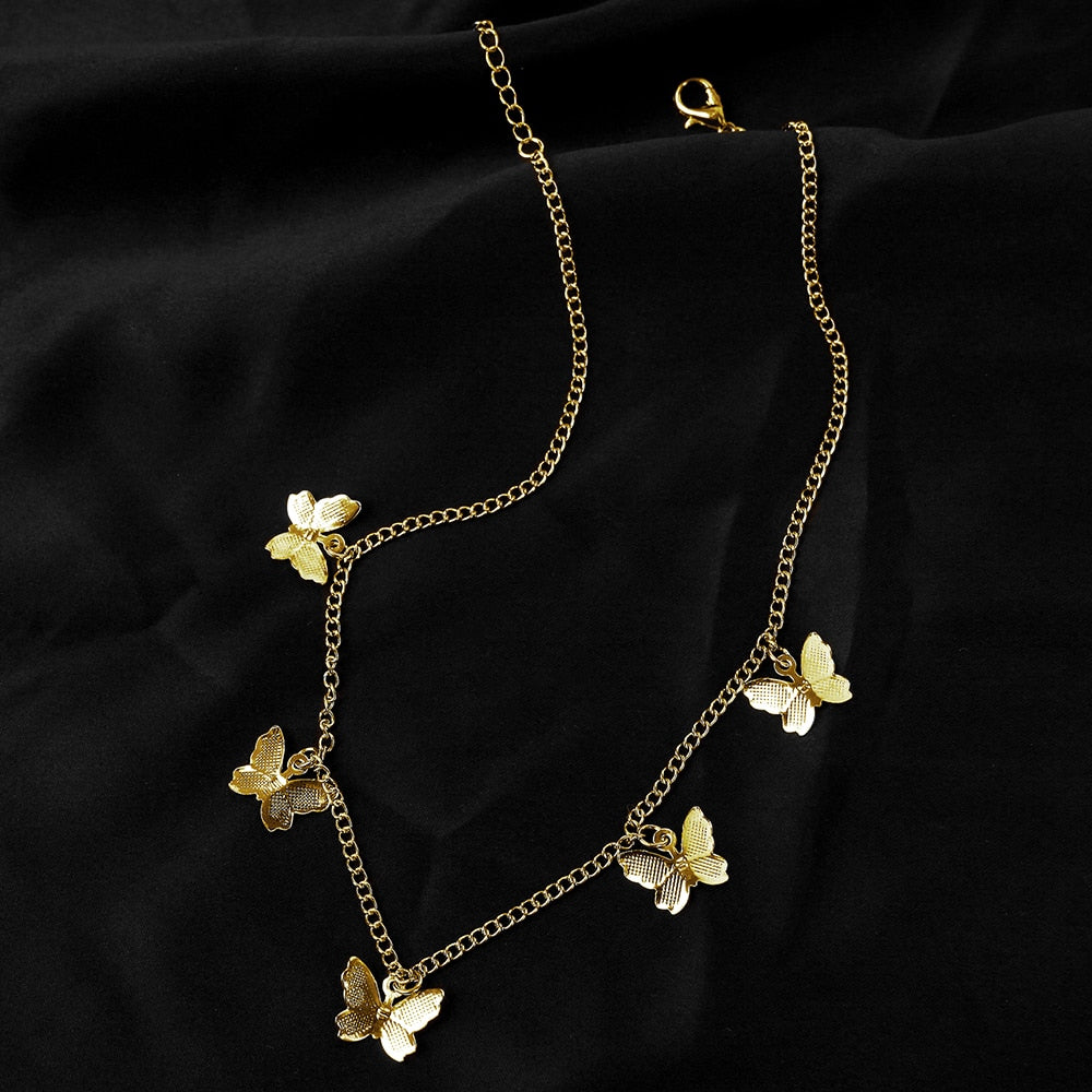 Adjustable Butterfly Necklace Earrings Set