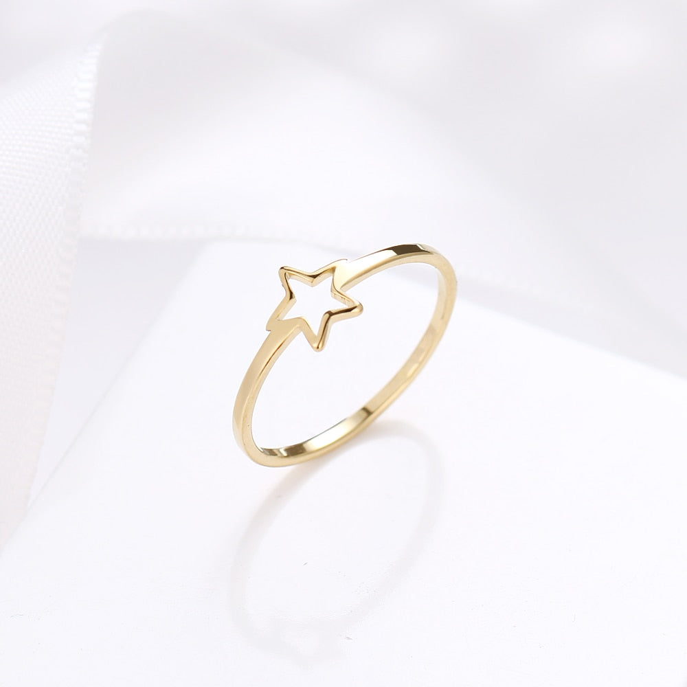 316L Stainless Steel Jewelry Hollow Five-Pointed Star Ring