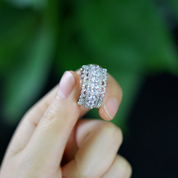 Full Sparkling AAA + Cubic Zirconia Mirco Pave Large Rings