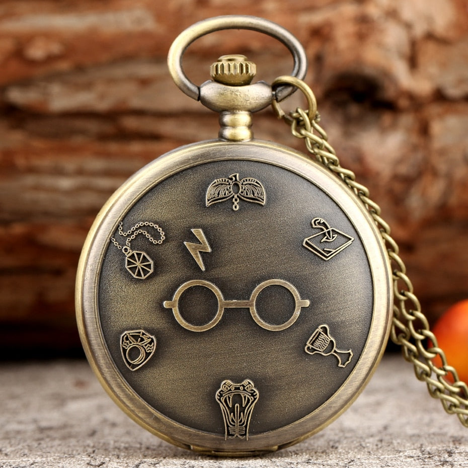 Bronze Harajuku Clock Lightning Quartz Pocket Watch