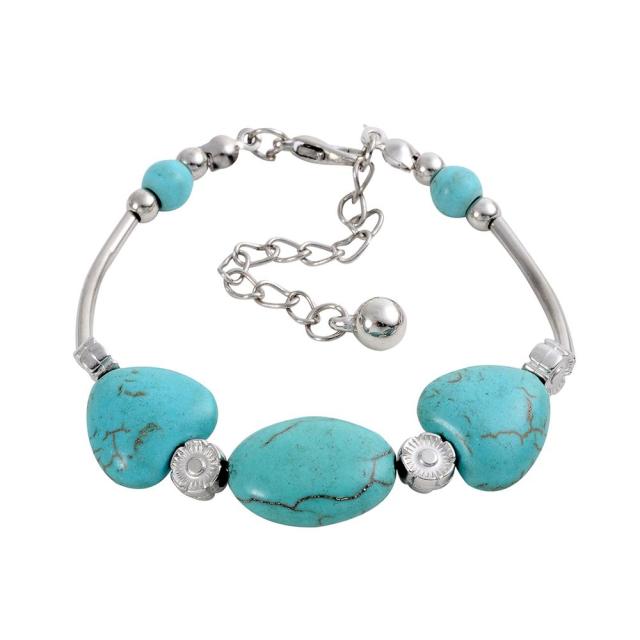 Charm Blue Turquoises Pendant Strand Bracelets