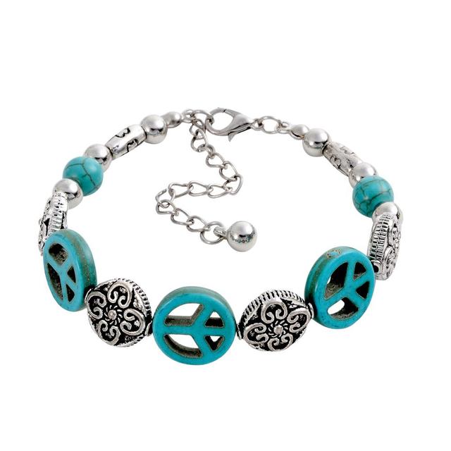 Charm Blue Turquoises Pendant Strand Bracelets