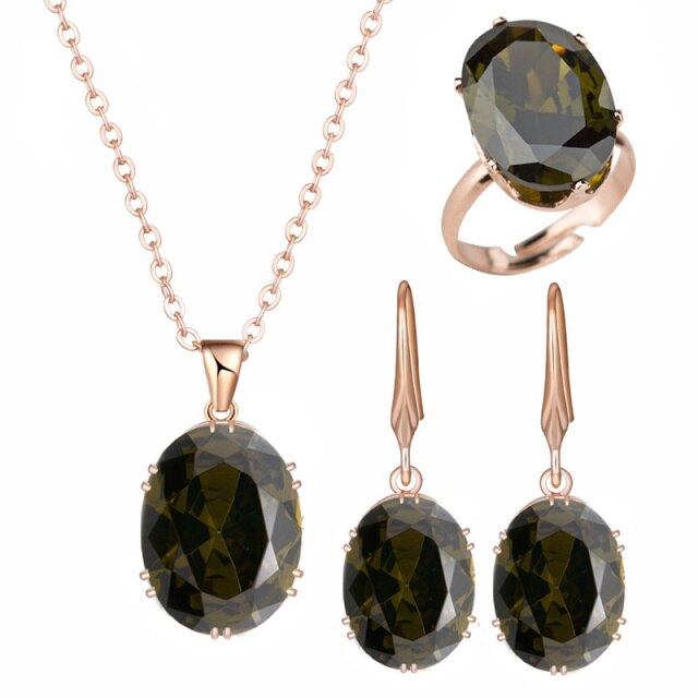 Luxury Rose Gold Cubic Zircon Bridal Wedding Earrings Sets