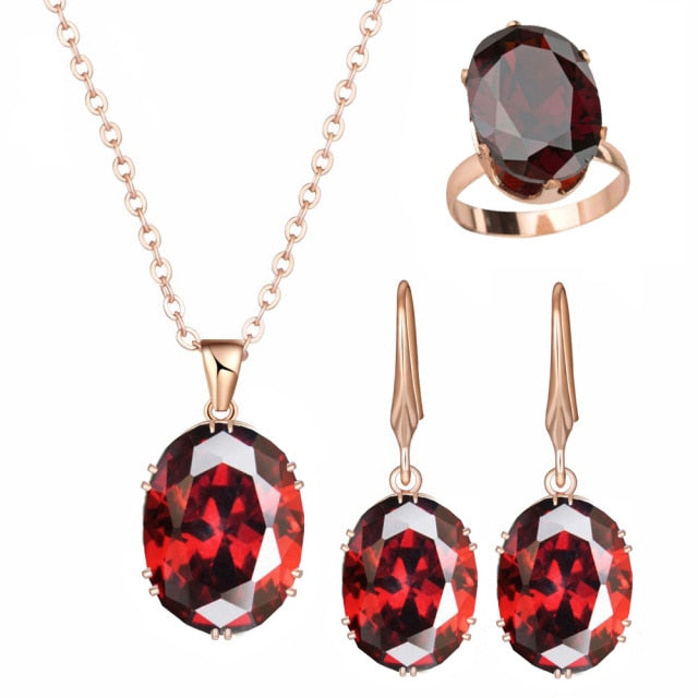 Luxury Rose Gold Cubic Zircon Bridal Wedding Earrings Sets