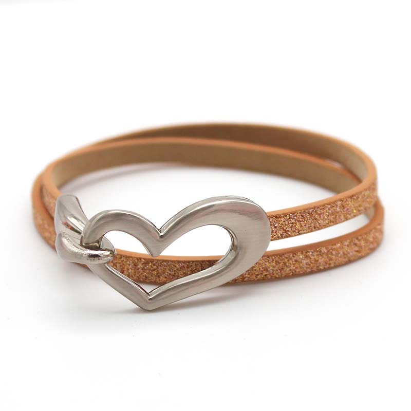 Newest Design Black Simple love Leather Charms Bracelet for Women