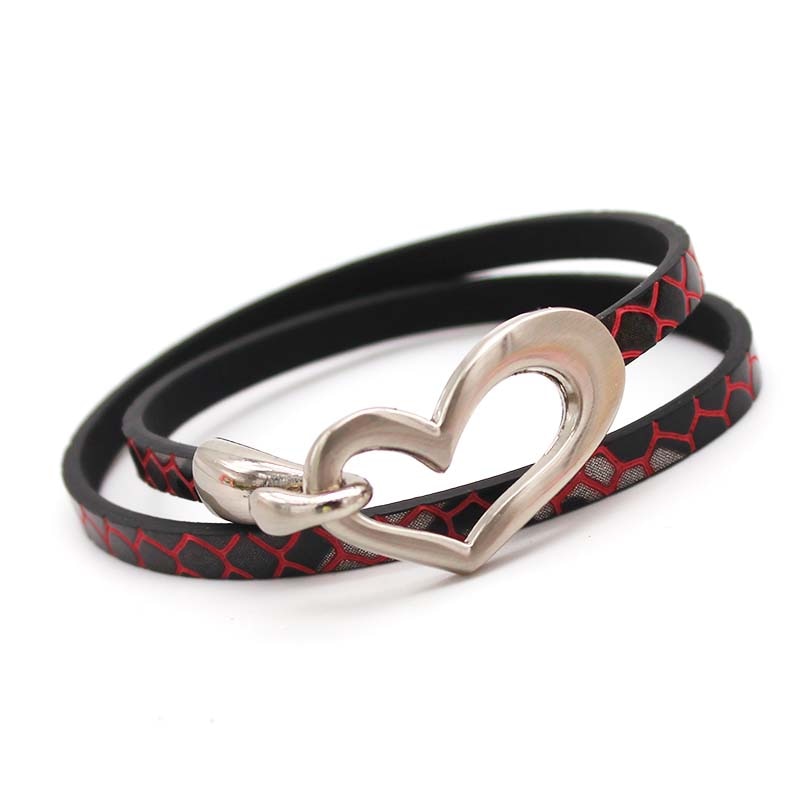 Newest Design Black Simple love Leather Charms Bracelet for Women