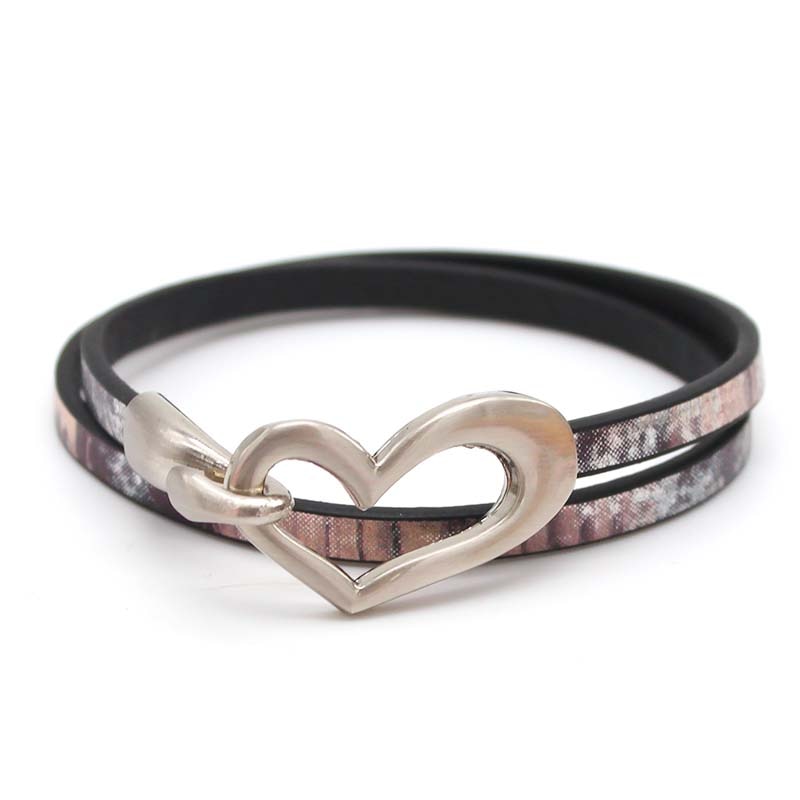 Newest Design Black Simple love Leather Charms Bracelet for Women