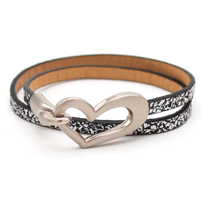 Newest Design Black Simple love Leather Charms Bracelet for Women