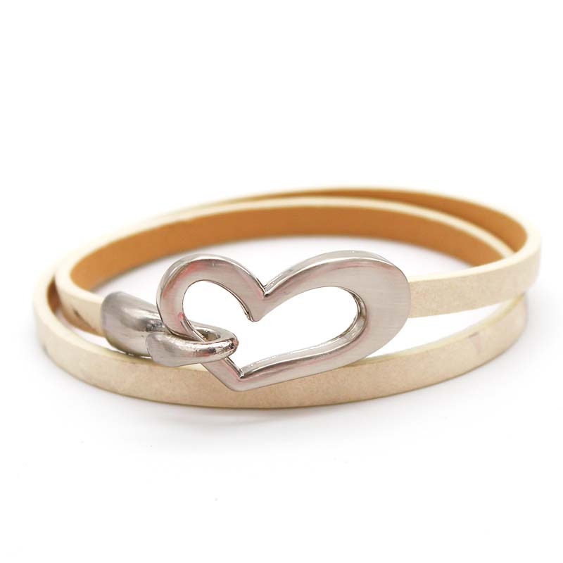 Newest Design Black Simple love Leather Charms Bracelet for Women