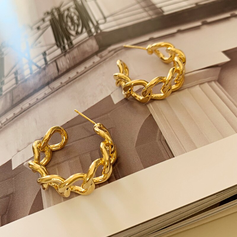 Trendy Hollow Chain Hoop Earrings