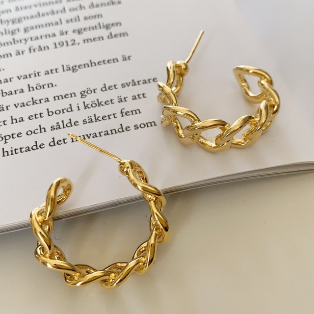 Trendy Hollow Chain Hoop Earrings