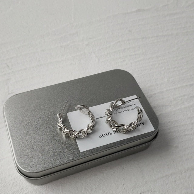 Trendy Hollow Chain Hoop Earrings
