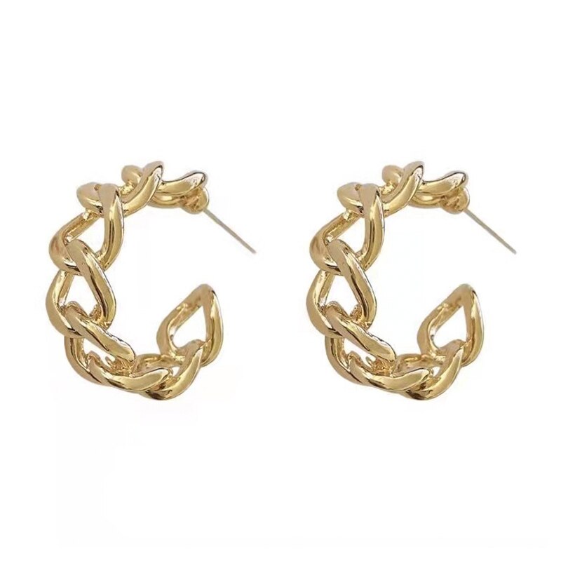 Trendy Hollow Chain Hoop Earrings