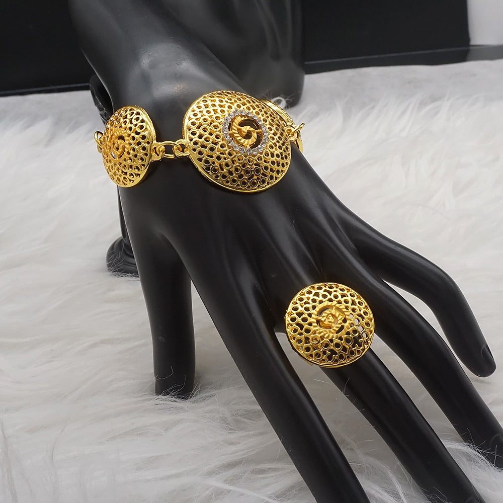 Dubai Nigeria Crystal Long tassel Necklace Sets