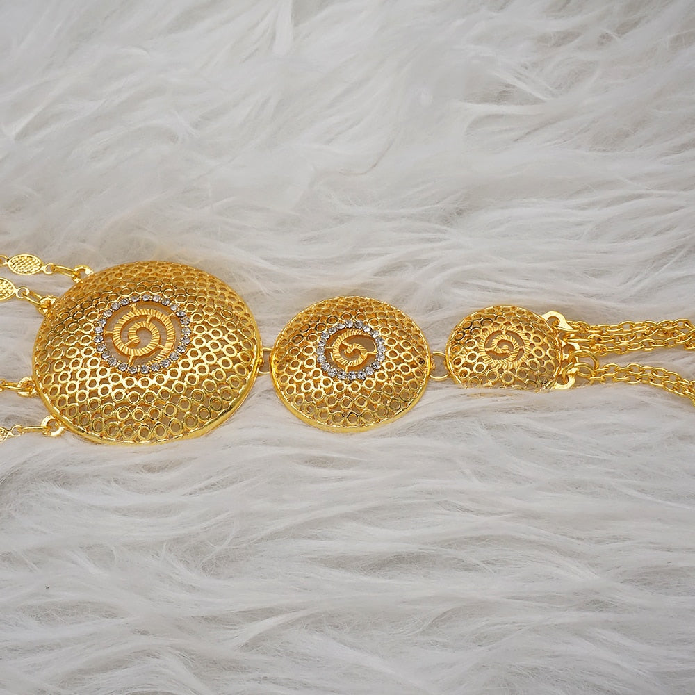 Dubai Nigeria Crystal Long tassel Necklace Sets