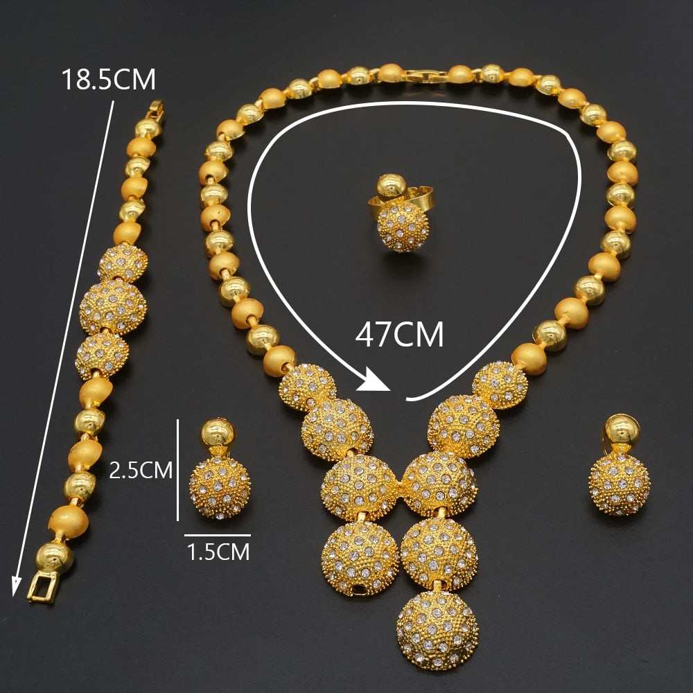 Dubai Nigeria Crystal Long tassel Necklace Sets