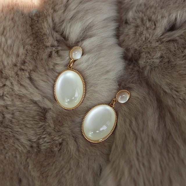 Elegant and Exquisite Opal Petal Circle Stud Earrings