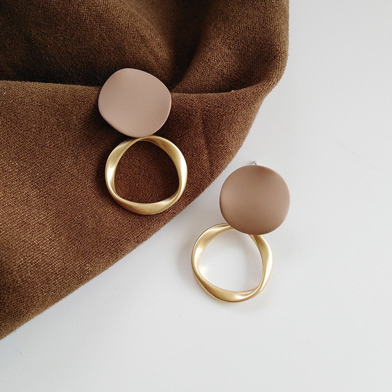 Autumn Winter New Brown Earrings Vintage Matte drop Earrings