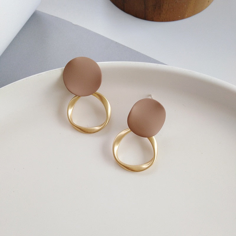 Autumn Winter New Brown Earrings Vintage Matte drop Earrings