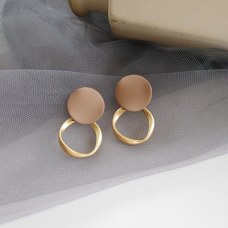 Autumn Winter New Brown Earrings Vintage Matte drop Earrings