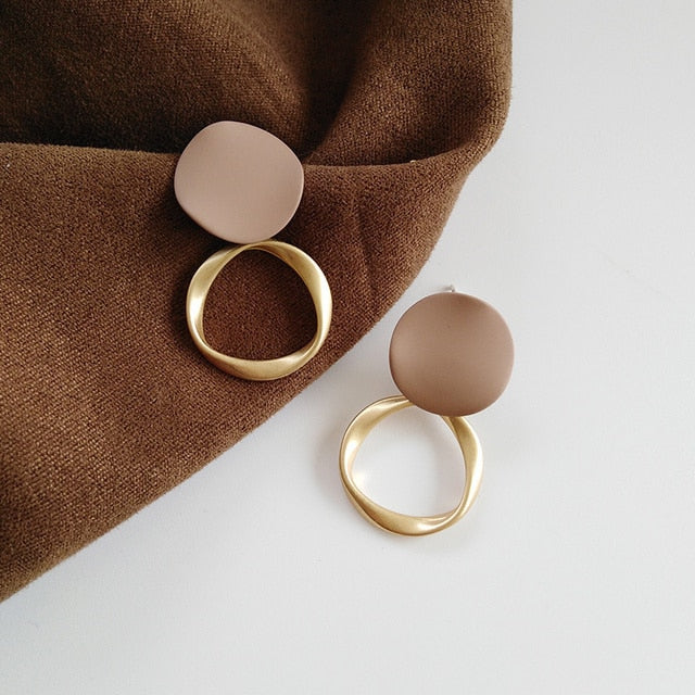 Autumn Winter New Brown Earrings Vintage Matte drop Earrings