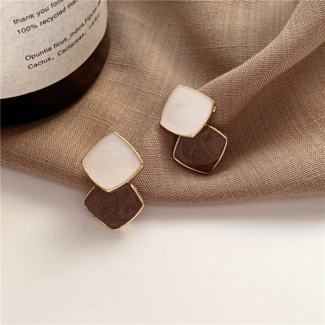 Autumn Winter New Brown Earrings Vintage Matte drop Earrings