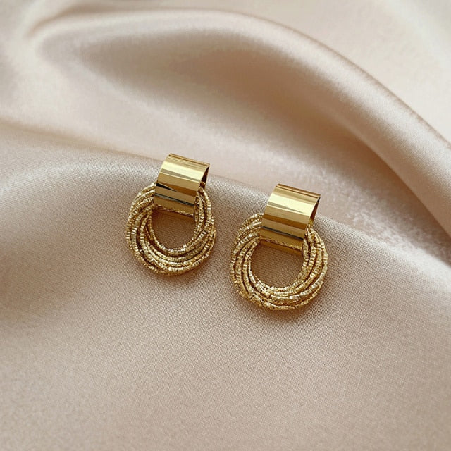 Autumn Winter New Brown Earrings Vintage Matte drop Earrings