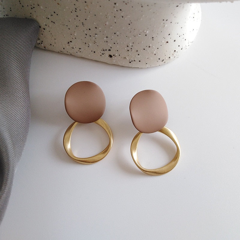 Autumn Winter New Brown Earrings Vintage Matte drop Earrings