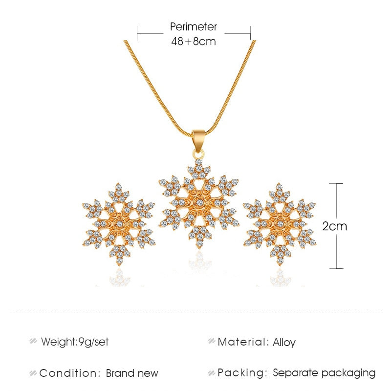 Snowflake Necklace Earrings Christmas Luxury Jewelry Set