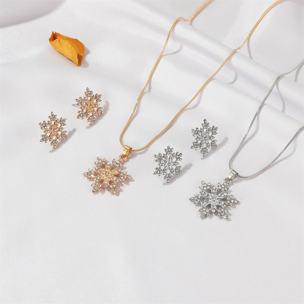 Snowflake Necklace Earrings Christmas Luxury Jewelry Set