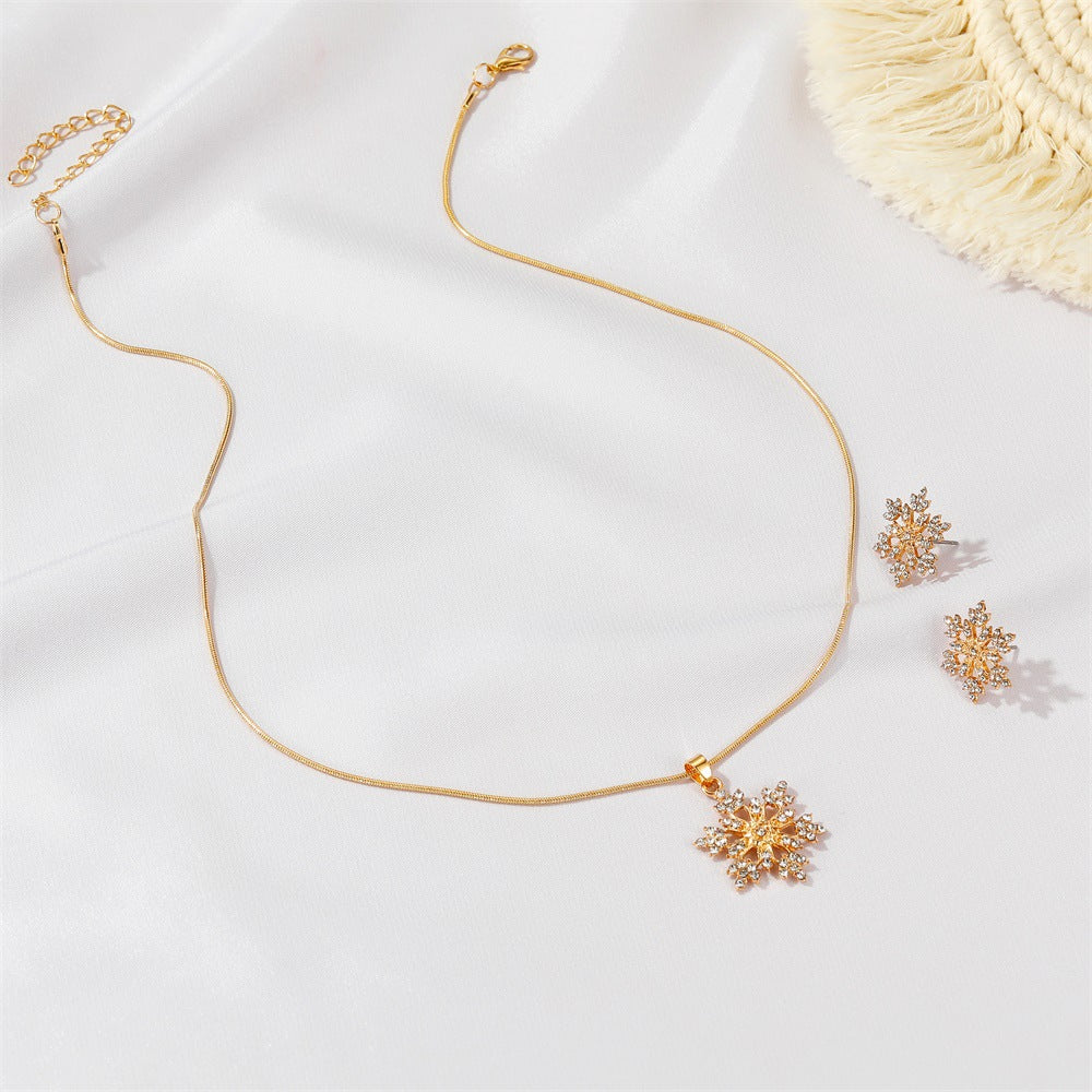 Snowflake Necklace Earrings Christmas Luxury Jewelry Set
